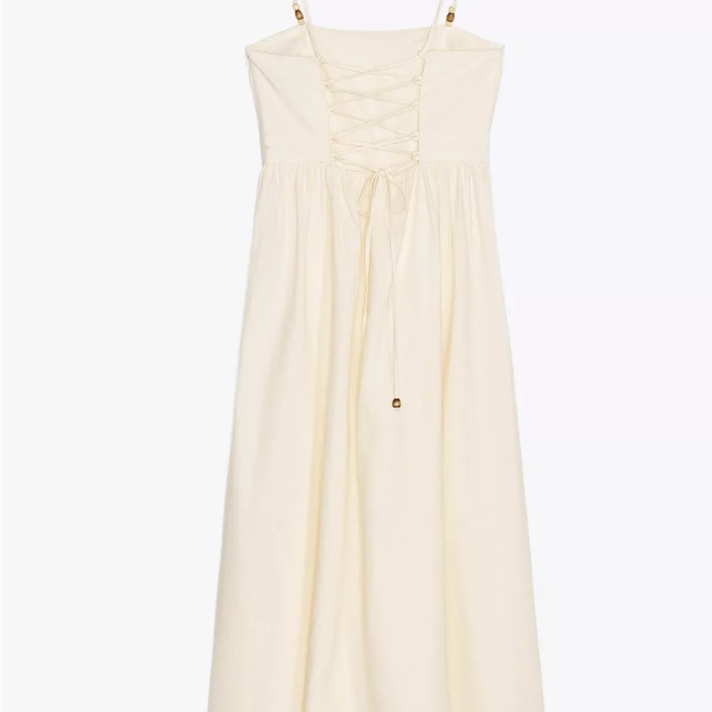 Elegant Cream Lace-Up Back Dress - Picture 10 of 11